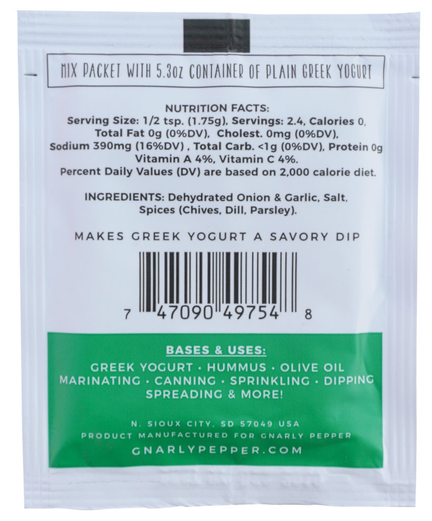 6pk Veggie Dip Tear Packets Gnarly Pepper