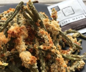 healthy, gnarly, pepper, green, bean, fries, baked fries, veggie fries, vegetable fries, no flour, like mayo, unique breading, panko bread crumbs, green beans, egg whites, egg wash, oven baked, recipe, seasoning, blend, dip, mix, veggie