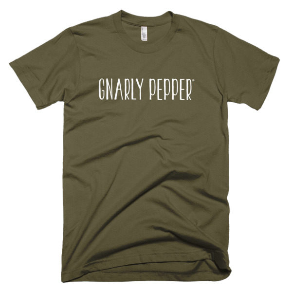 gnarly pepper, gnarly, pepper, t-shirt, tee, shirt, army green, grey, navy, veggie dip, onion dip, like mayo, entrepreneur, start up, food company, food business, food, business, company