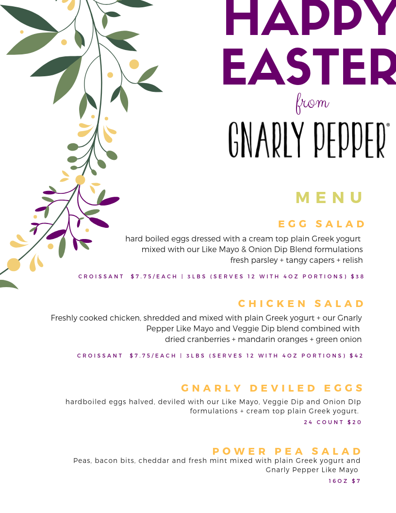 newbo, city market, cedar rapids, downtown, easter brunch, catering, food, egg salad, chicken salad, gnarly, deviled eggs, pea salad, fun salad, unique salad